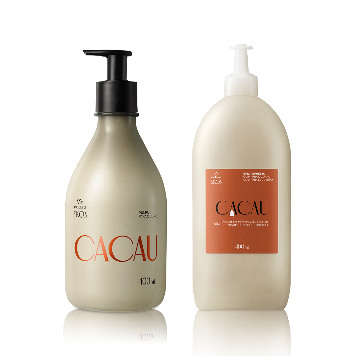 Kit Polpa Desodorante Hidratante para o Corpo Ekos Cacau com Refil 4 Produto Ekos Cacau ângulo 1