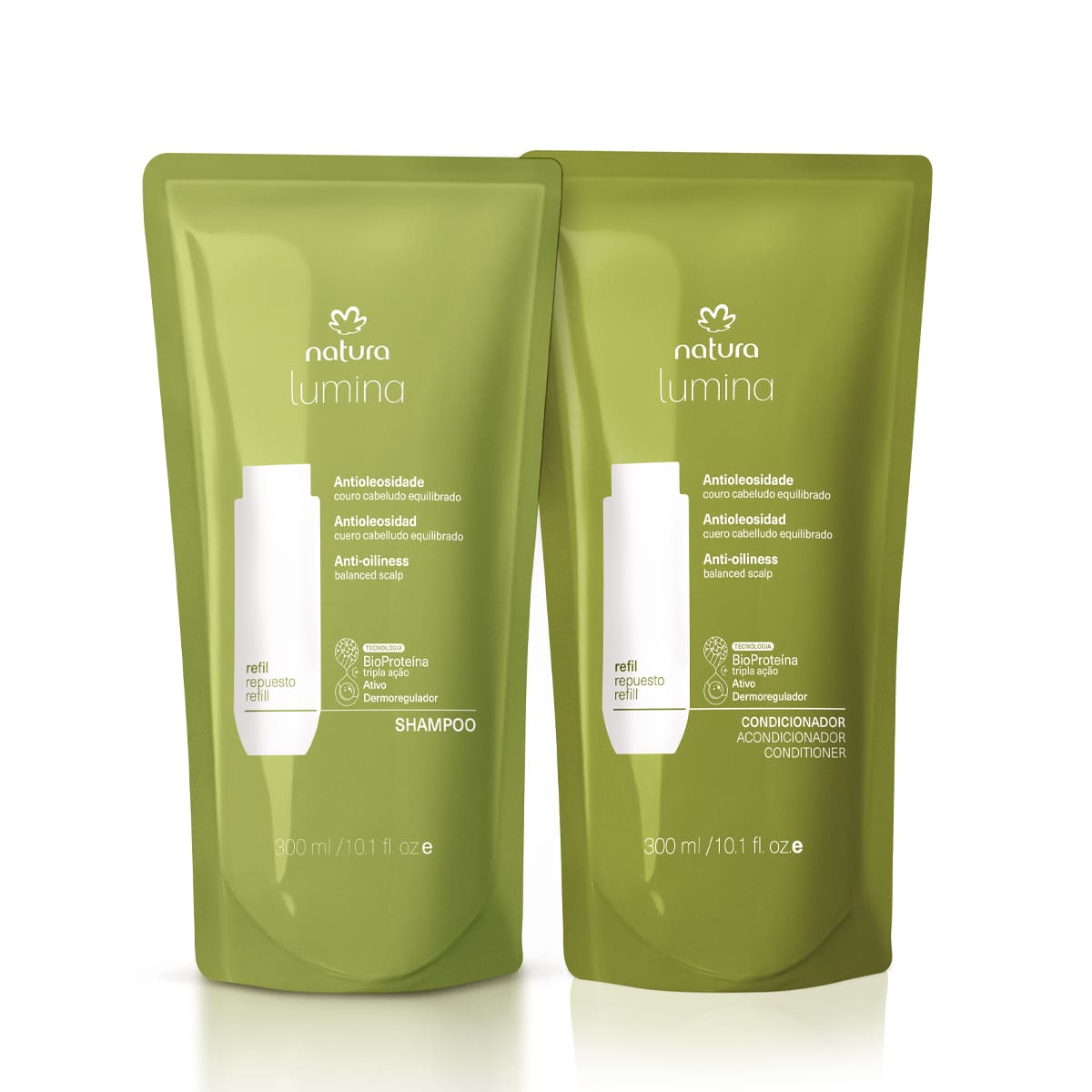 Close-up do shampoo refil Lumina