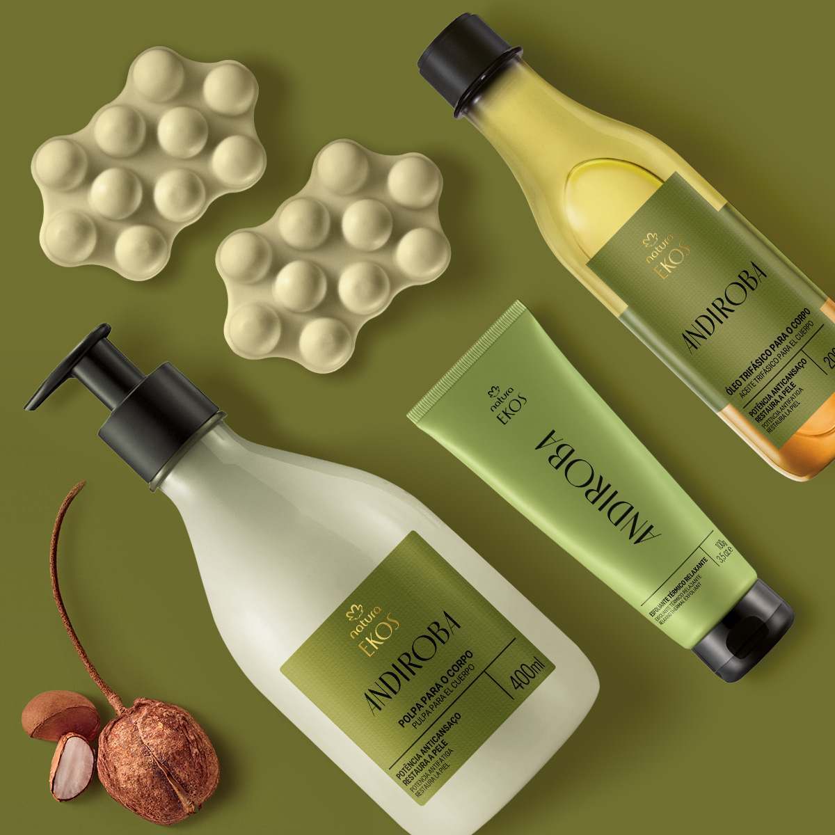 Kit Ekos Andiroba Completo 5 Sabonetes e esfoliante do Kit Ekos Andiroba