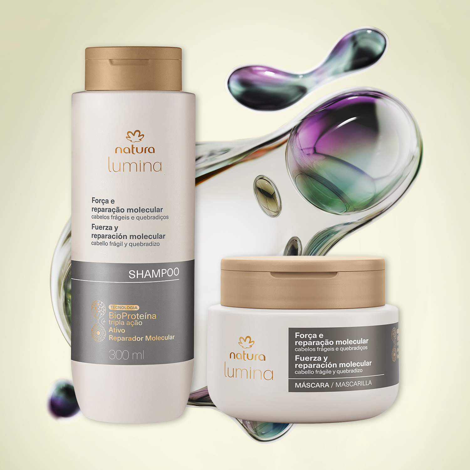 1766603362 836 Kit Lumina Forca e Reparacao Molecular Shampoo e Mascara
