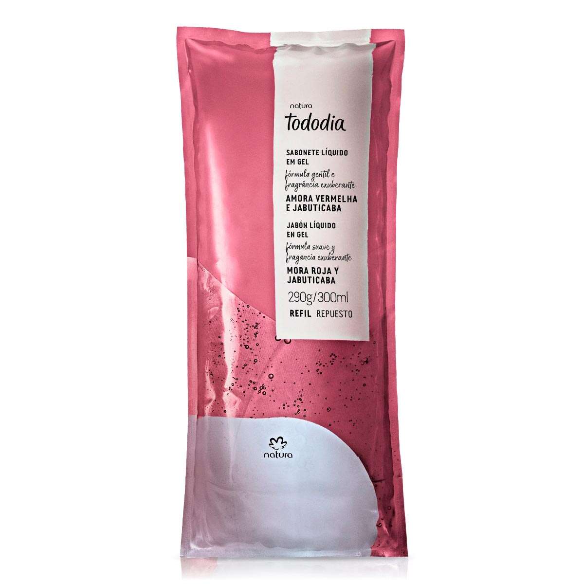 Refil Sabonete Líquido em Gel Tododia Amora Vermelha e Jabuticaba 4 Detalhe da espuma cremosa do sabonete