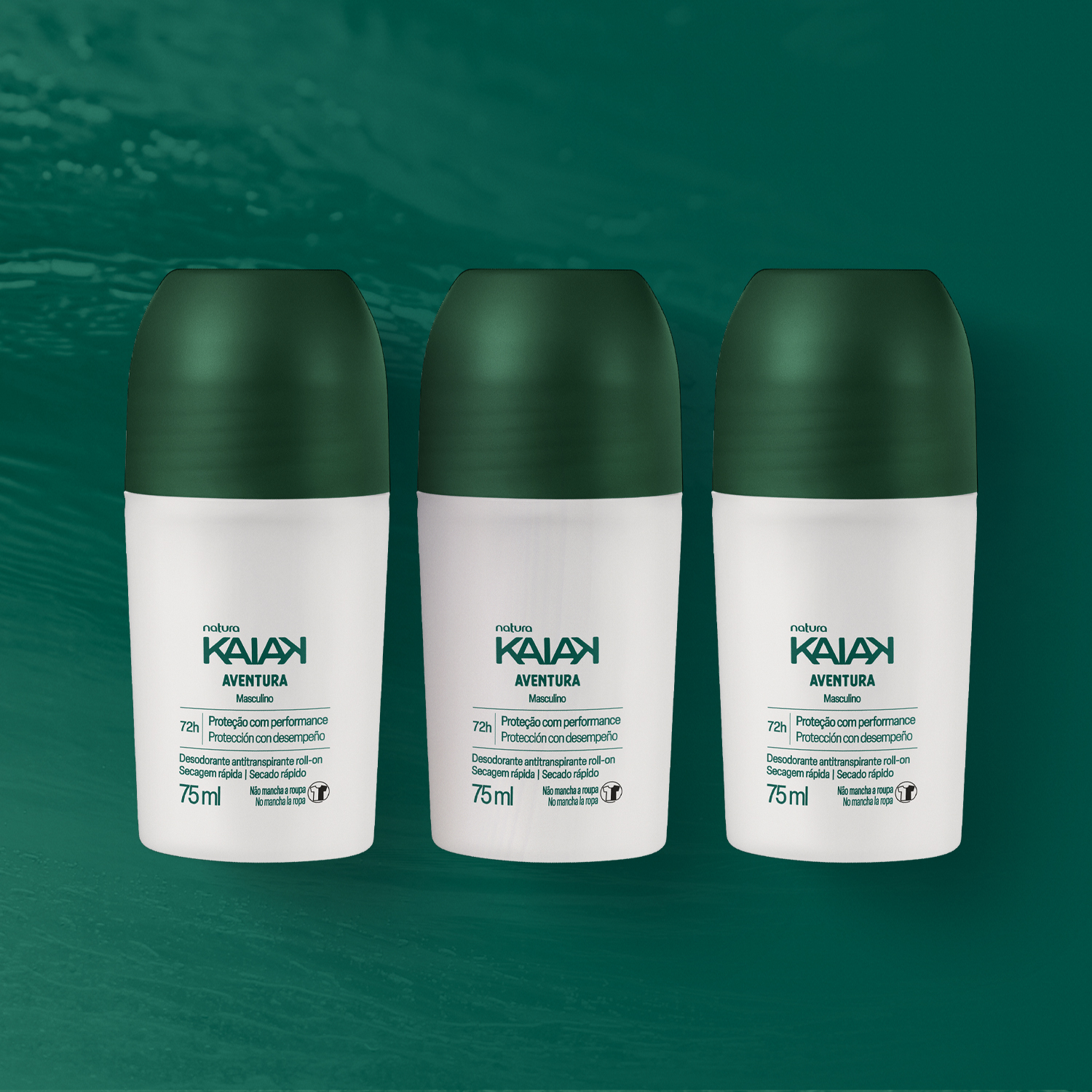 1766762428 341 Kit Desodorante Antitranspirante Roll on Kaiak Aventura Masculino 3 unidades