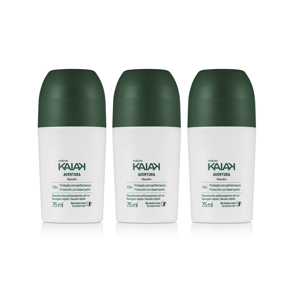 1766762428 423 Kit Desodorante Antitranspirante Roll on Kaiak Aventura Masculino 3 unidades
