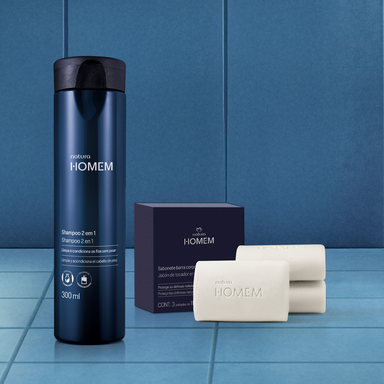 Kit Shampoo 2 em 1 e Sabonete Corpo e Barba Natura Homem (2 produtos) 3 Visual mobile do Kit Shampoo e Sabonete Natura Homem