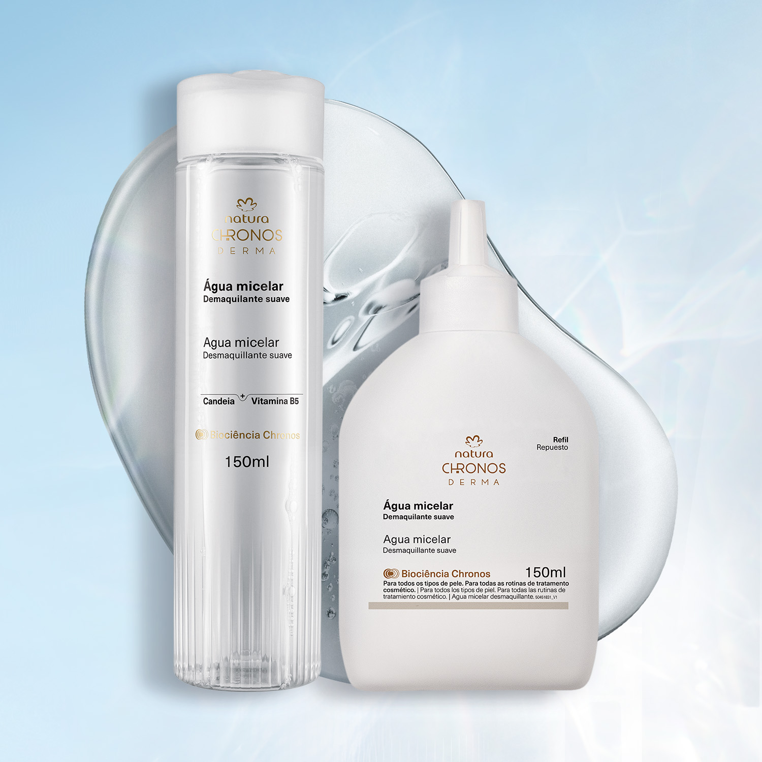 Kit Água Micelar com Refil Chronos Derma 3 Imagem mobile do Kit Água Micelar Chronos Derma