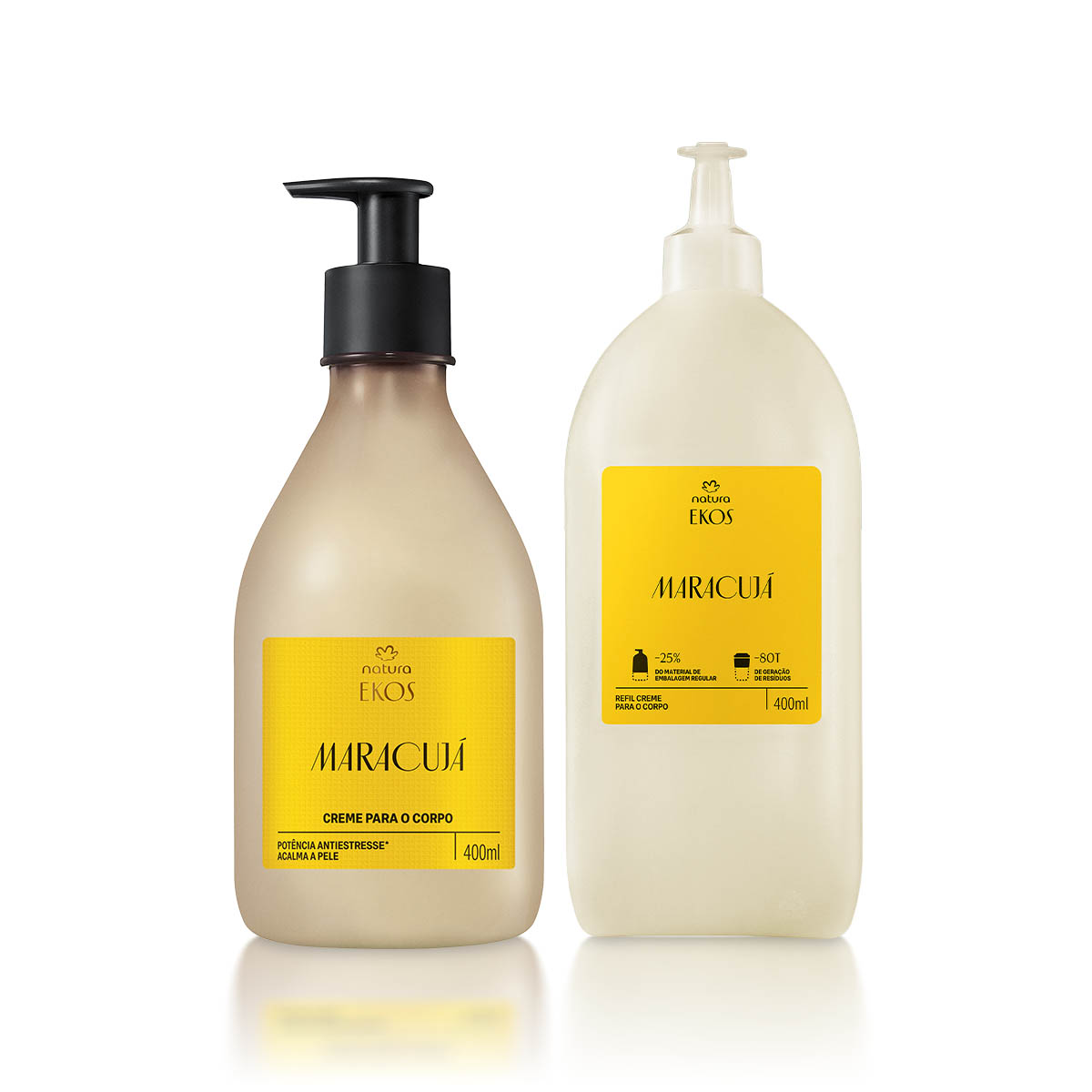 Kit Ekos Maracujá Creme para o Corpo e Refil 4 Detalhe do creme Ekos Maracujá