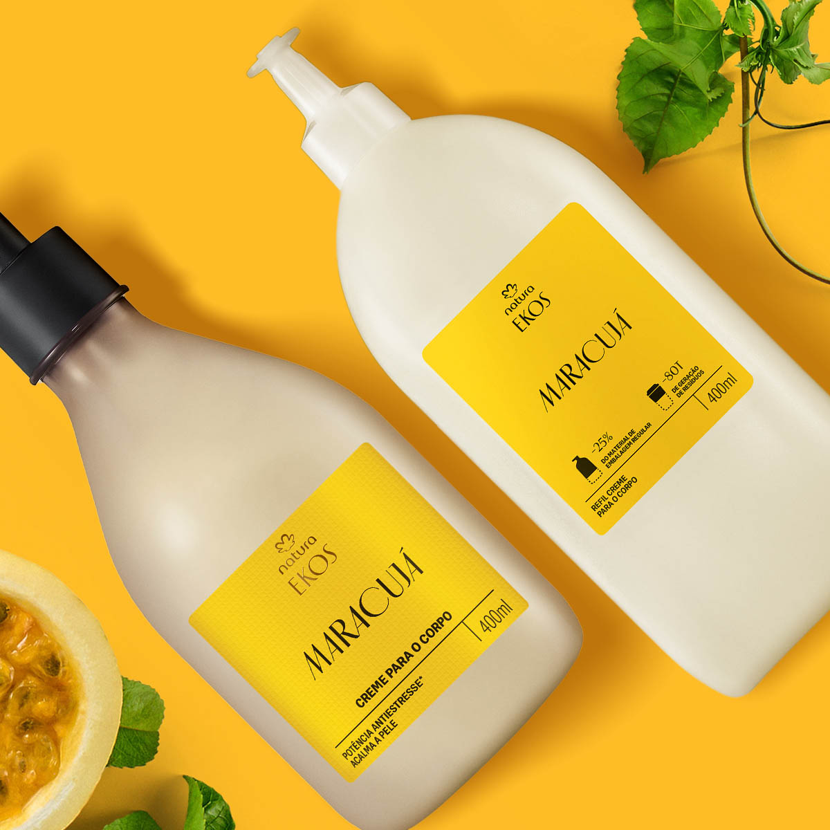 Kit Ekos Maracujá Creme para o Corpo e Refil 5 Outro ângulo do produto Ekos Maracujá