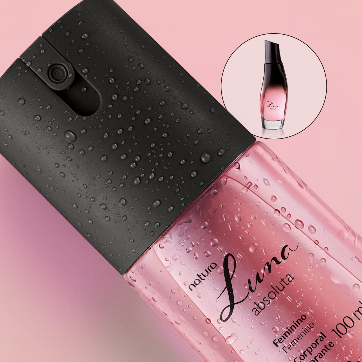 Produto em uso, fragrância Luna Absoluta