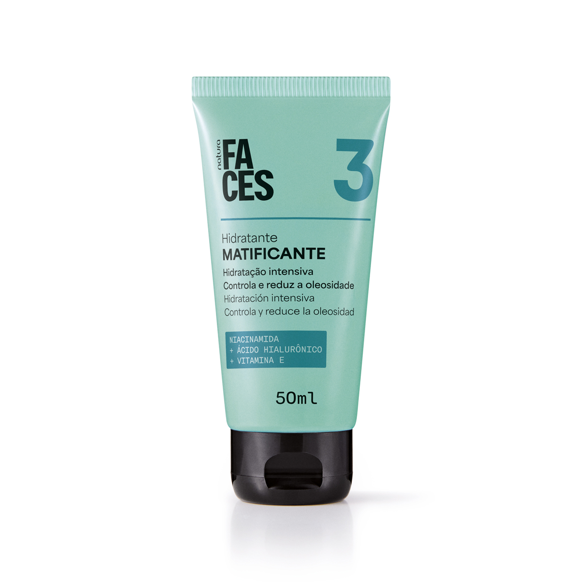 Close-up do produto Hidratante Facial Matificante Faces