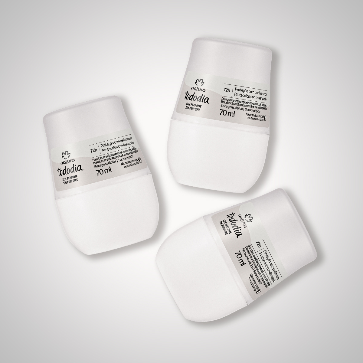 Kit Desodorante Antitranspirante Roll-on Sem Perfume (3 unidades) 5 Detalhe da embalagem do kit