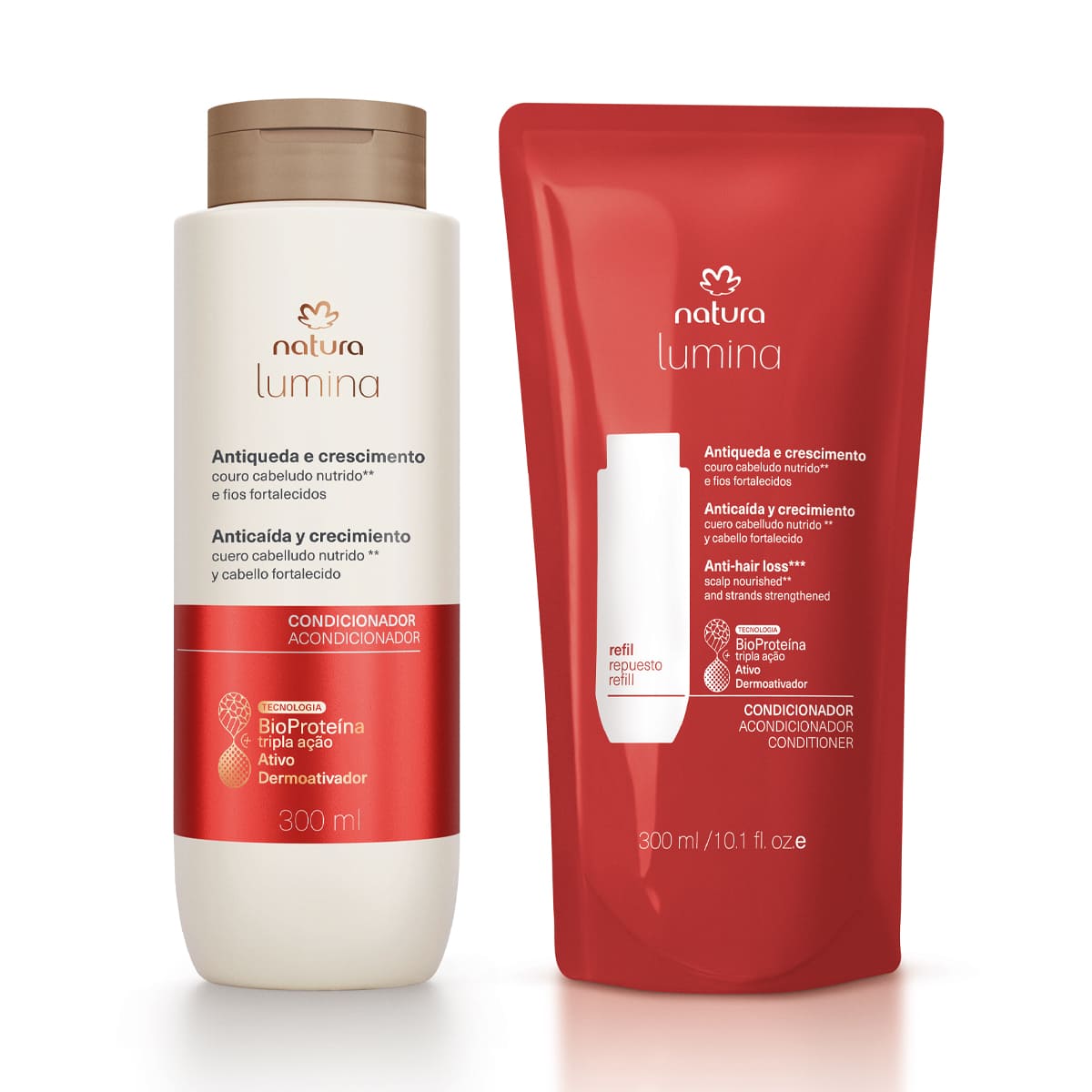 Kit Condicionador Fortificante Lumina Antiqueda e Crescimento com Refil (2 produtos) 4 Detalhe do produto Lumina 1