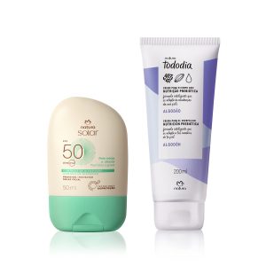 Loja 56 Kit Creme Nutritivo Tododia Algodão e Protetor Solar Facial Pele Mista a Oleosa FPS 50 Natura Solar
