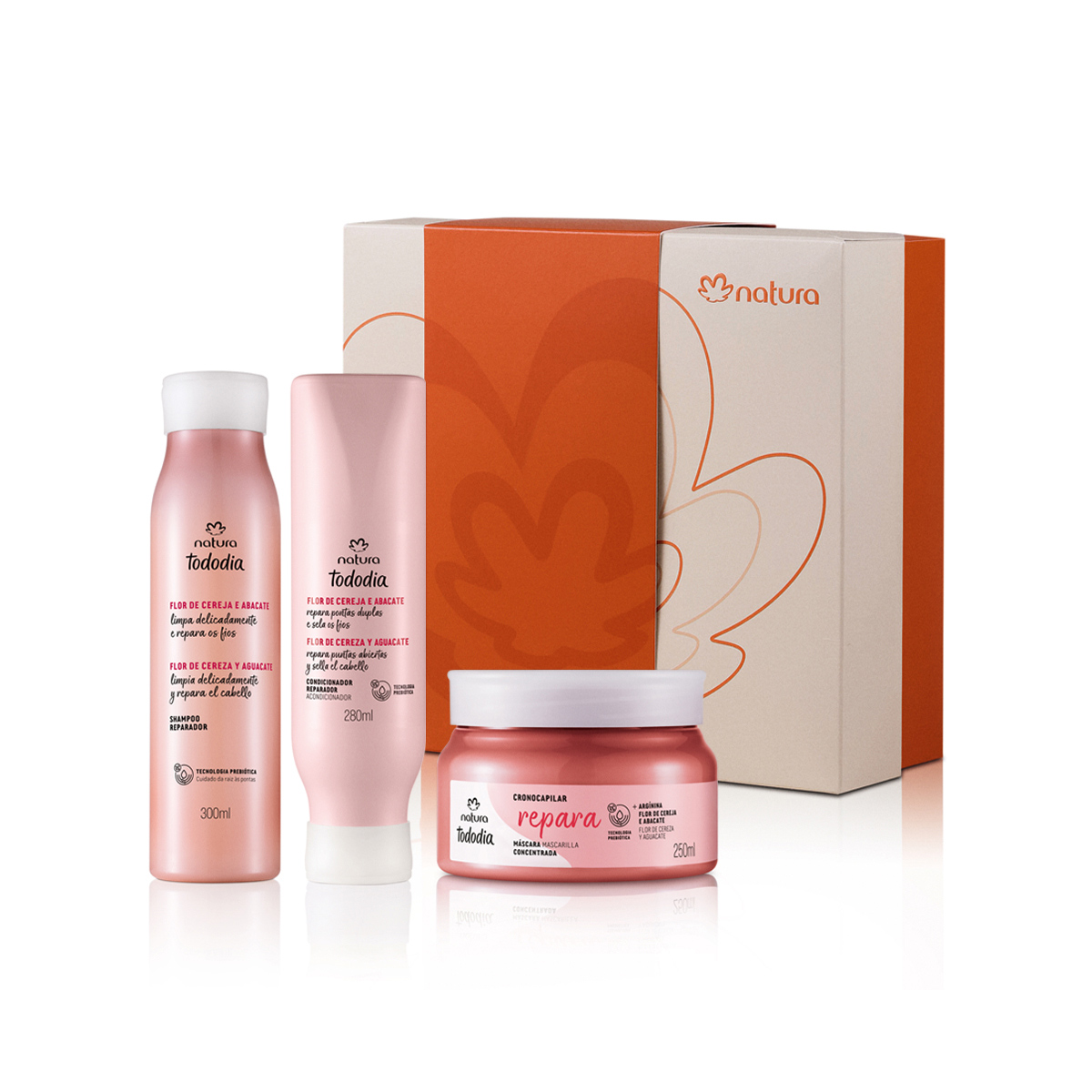 Shampoo e condicionador do kit Natura Reparação