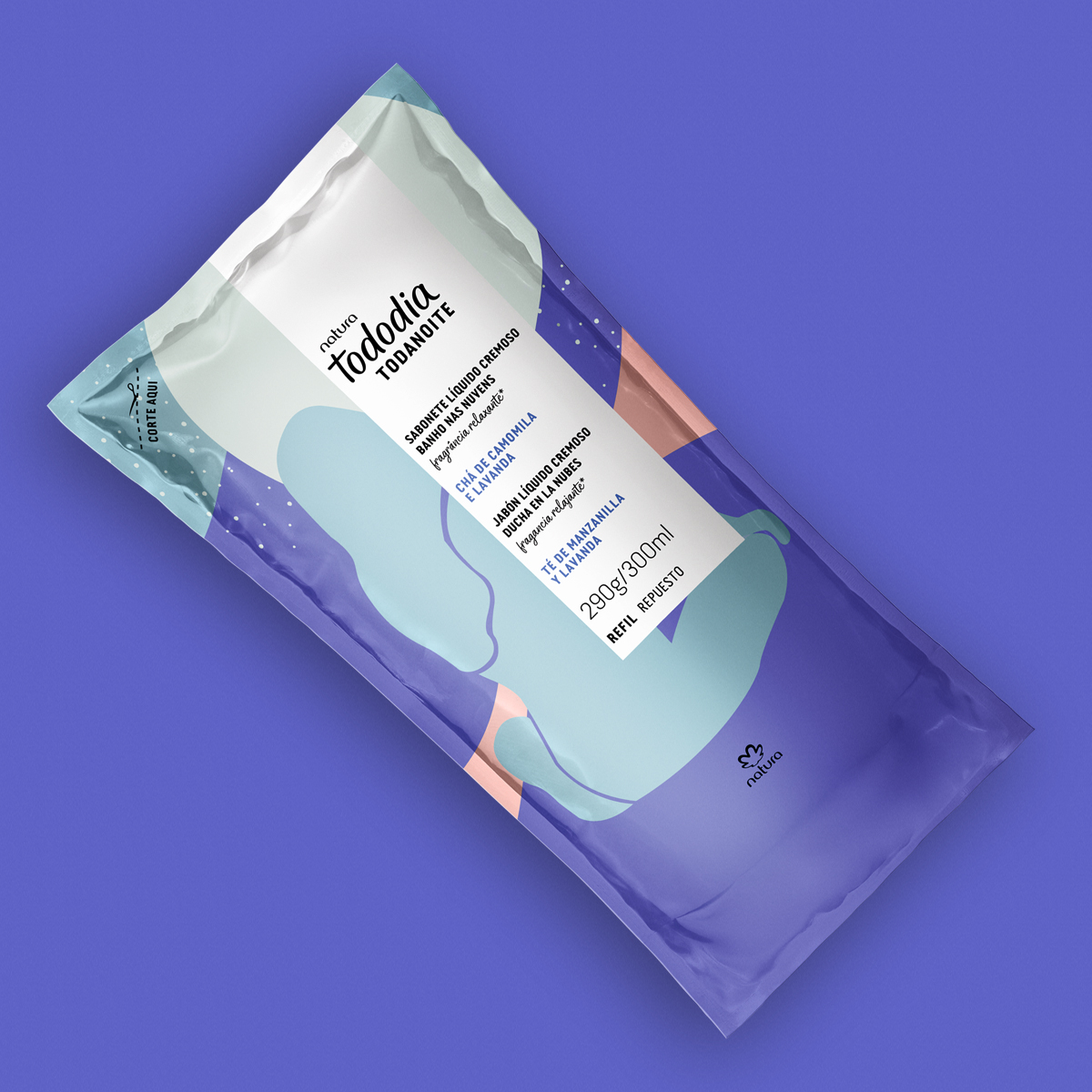 Refil Sabonete Líquido Cremoso Corporal Banho nas Nuvens Tododia Todanoite 4 Textura cremosa do produto em ação