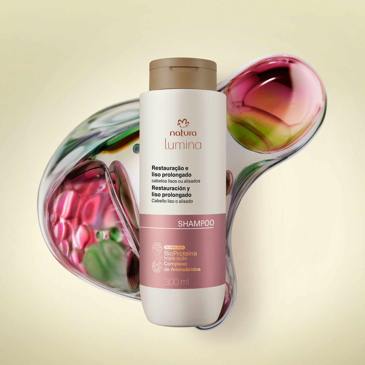 Visual mobile do Shampoo Lumina para cabelos lisos