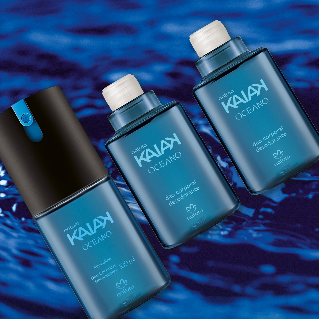 Kit Desodorante Spray Corporal Kaiak Oceano Masculino (3 produtos) 5 Detalhe do produto Kaiak Oceano 2