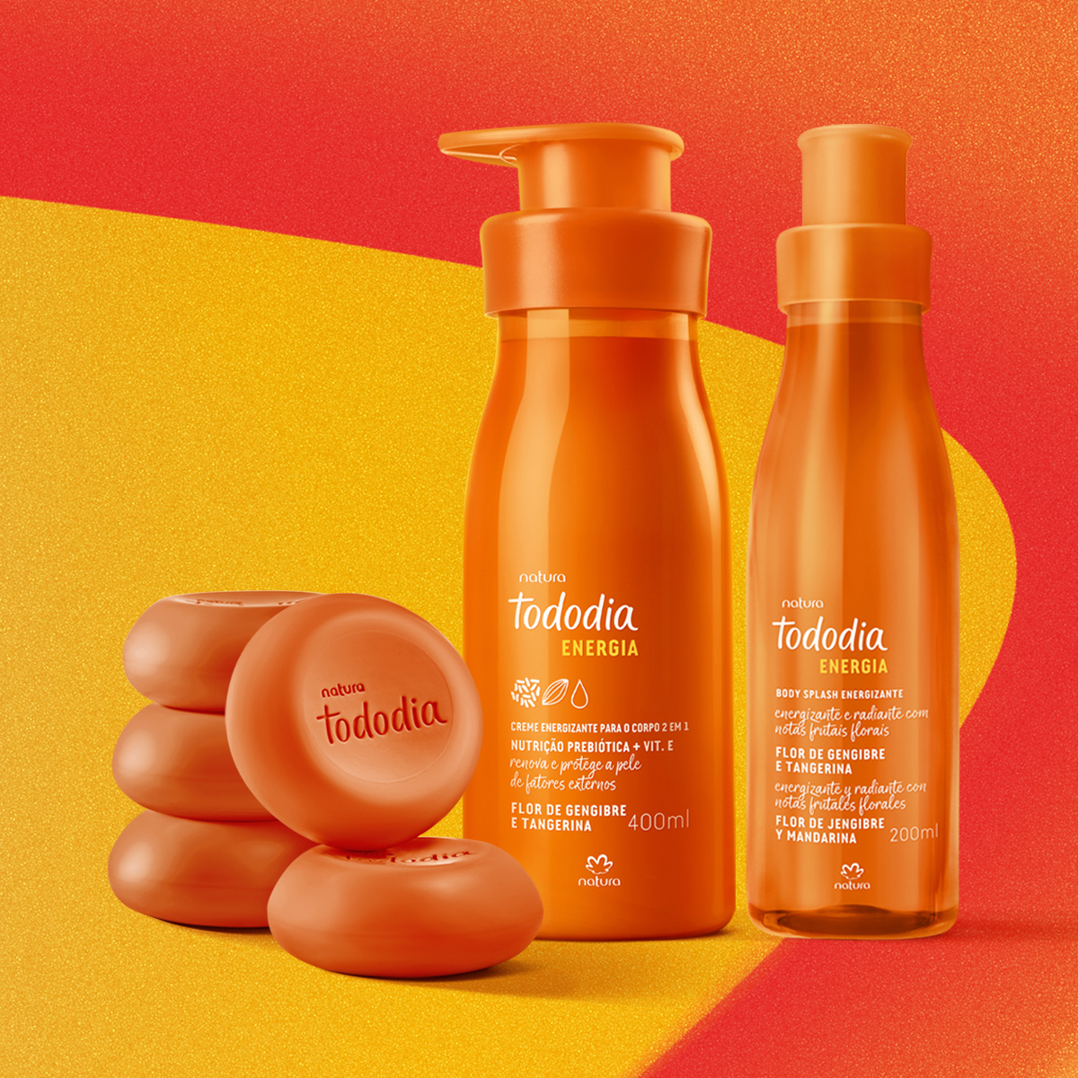 Body splash e produtos em uso