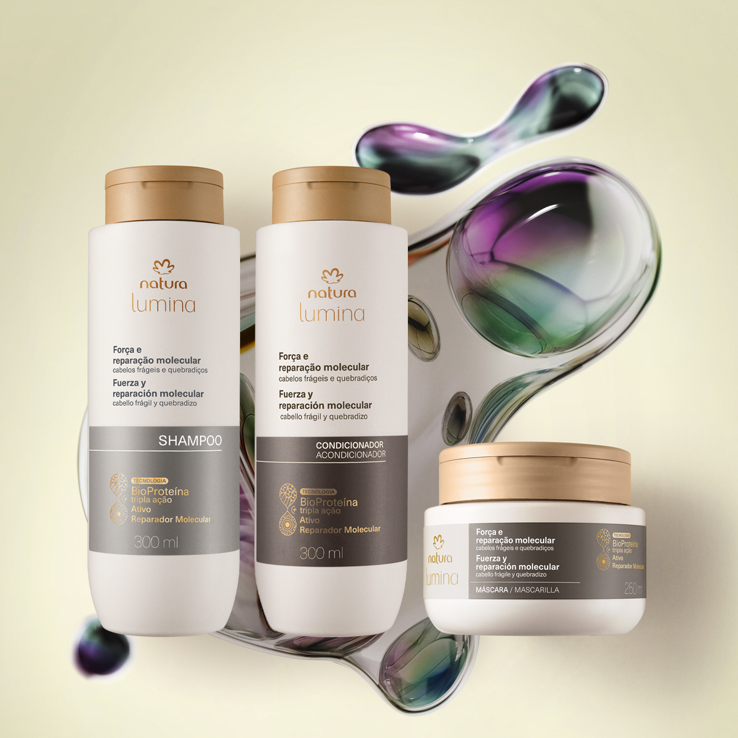 Kit Shampoo, Condicionador e Máscara Lumina Força e Reparação Molecular (3 produtos) 3 1767219618 927 Kit Shampoo Condicionador e Mascara Lumina Forca e Reparacao Molecular