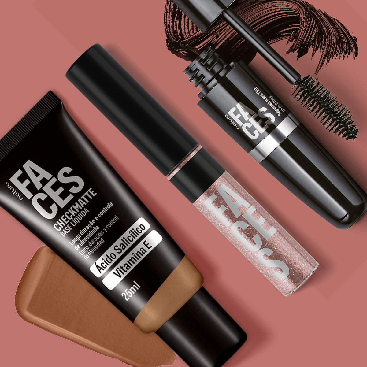Kit Faces Base Checkmatte, Máscara de Cílios Tint e Gloss 5 1767222246 409 Kit Faces Base Checkmatte Mascara de Cilios Tint e Gloss
