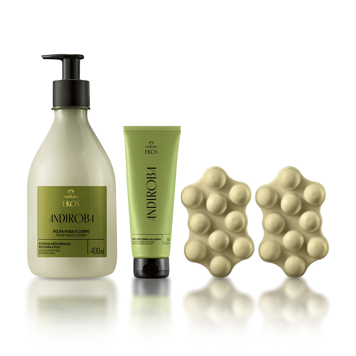 Kit Ekos Andiroba Creme para o Corpo, Esfoliante Térmico e Sabonete Massageador 4 Detalhe do creme Ekos Andiroba