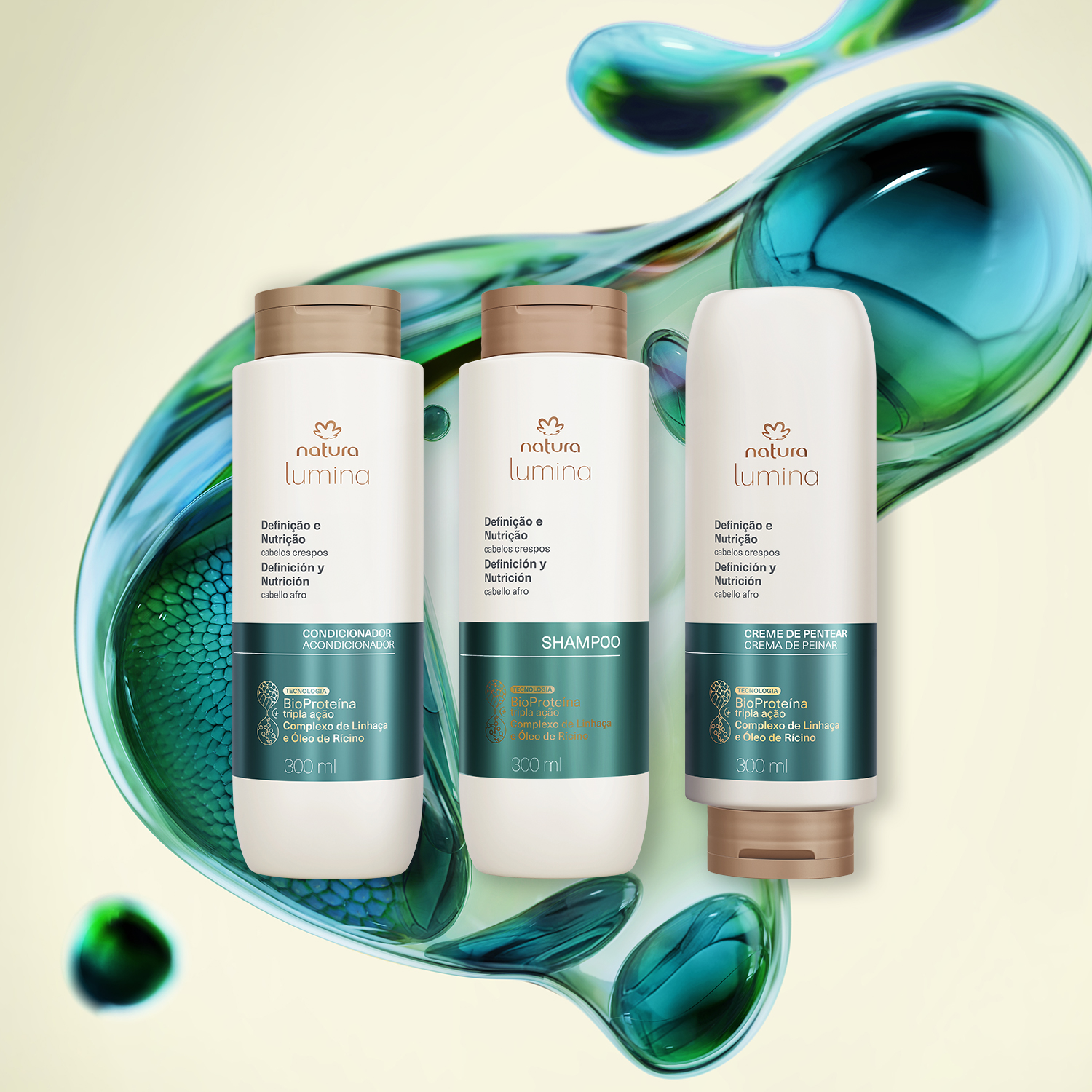 Kit Lumina Crespos Shampoo, Condicionador e Creme para Pentear (3 produtos) 3 Shampoo e condicionador Lumina para crespos