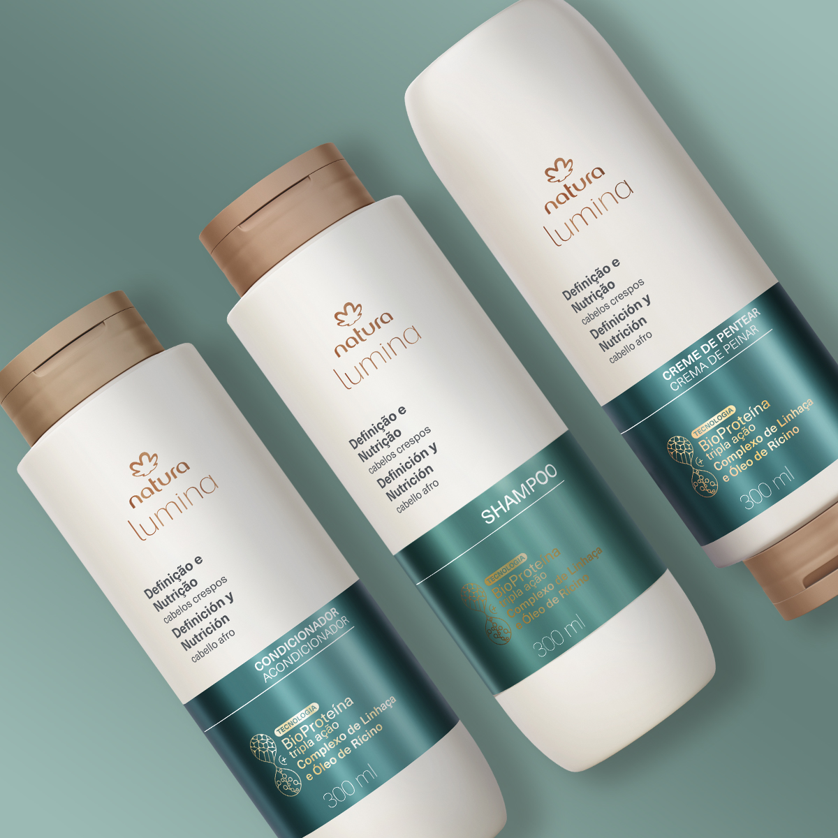 Kit Lumina Crespos Shampoo, Condicionador e Creme para Pentear (3 produtos) 5 Detalhe da linha Lumina Crespos