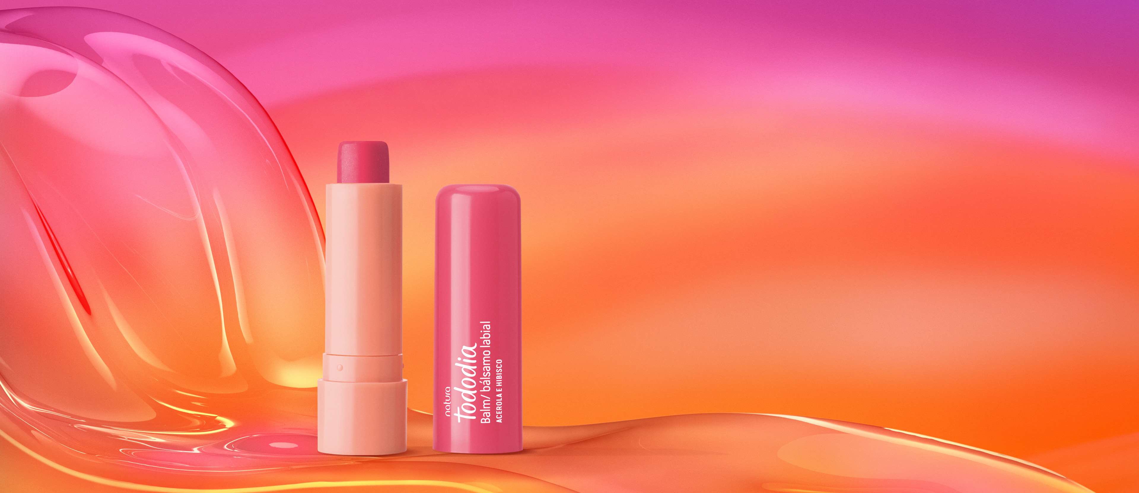 Balm Labial Tododia Acerola e Hibisco em embalagem elegante