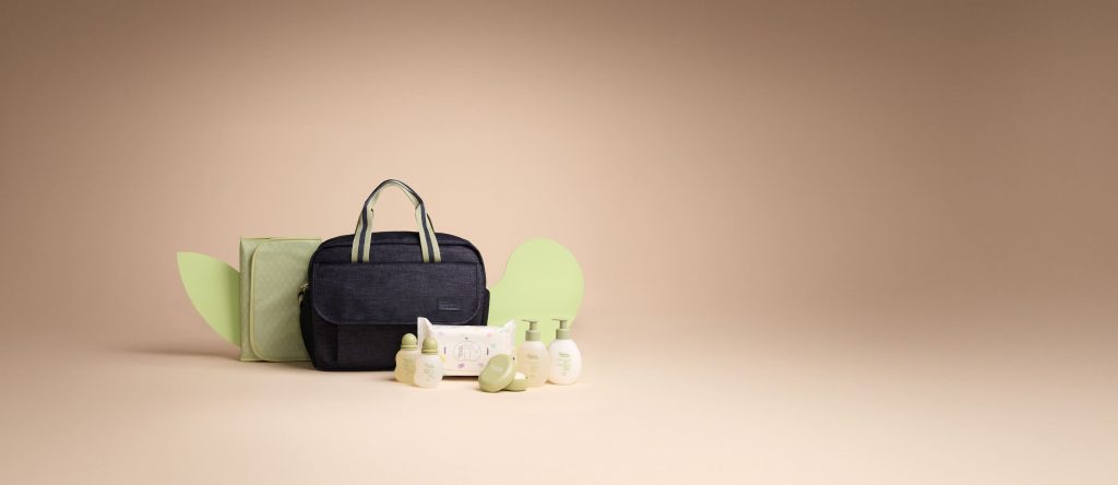 Conjunto Mamãe e Bebê com bolsa e trocador (7 produtos)