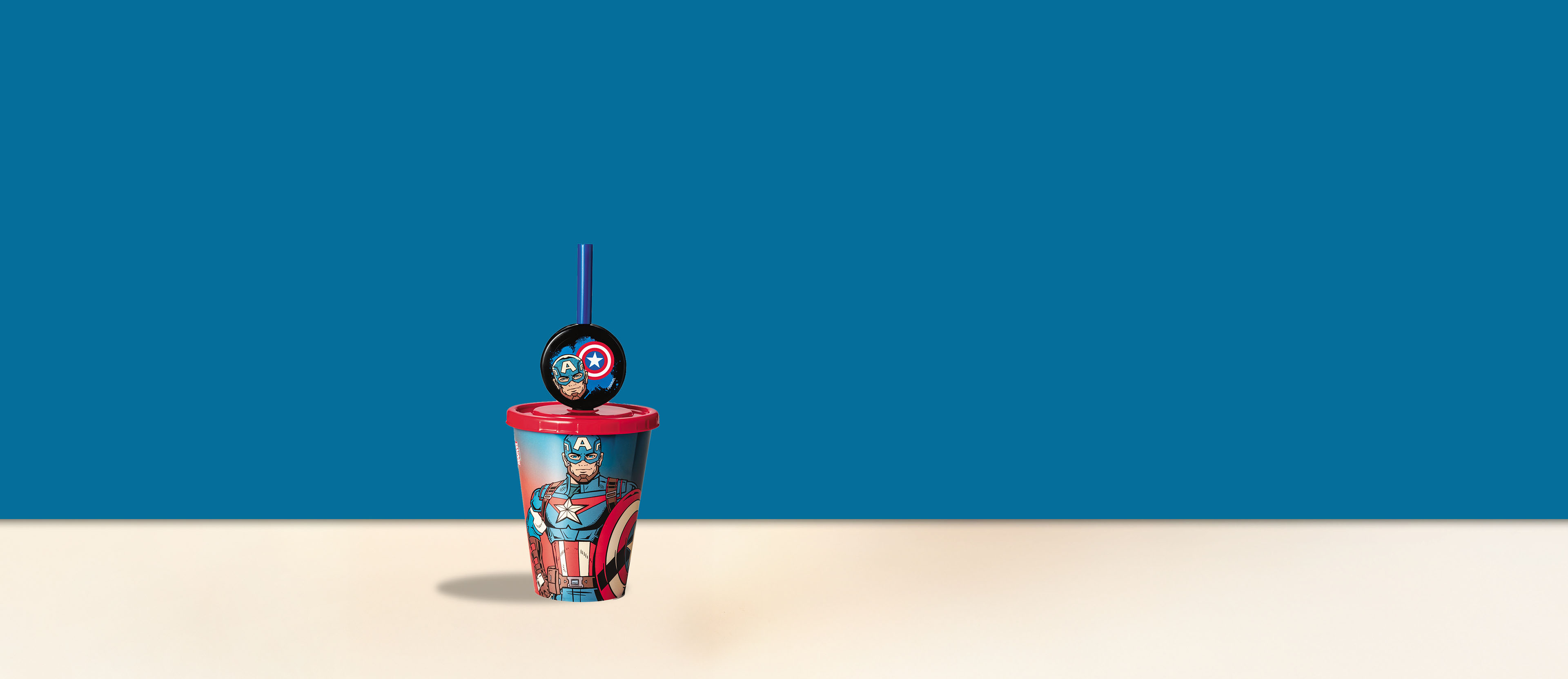 Banner desktop do Copo Pingente Capitão América