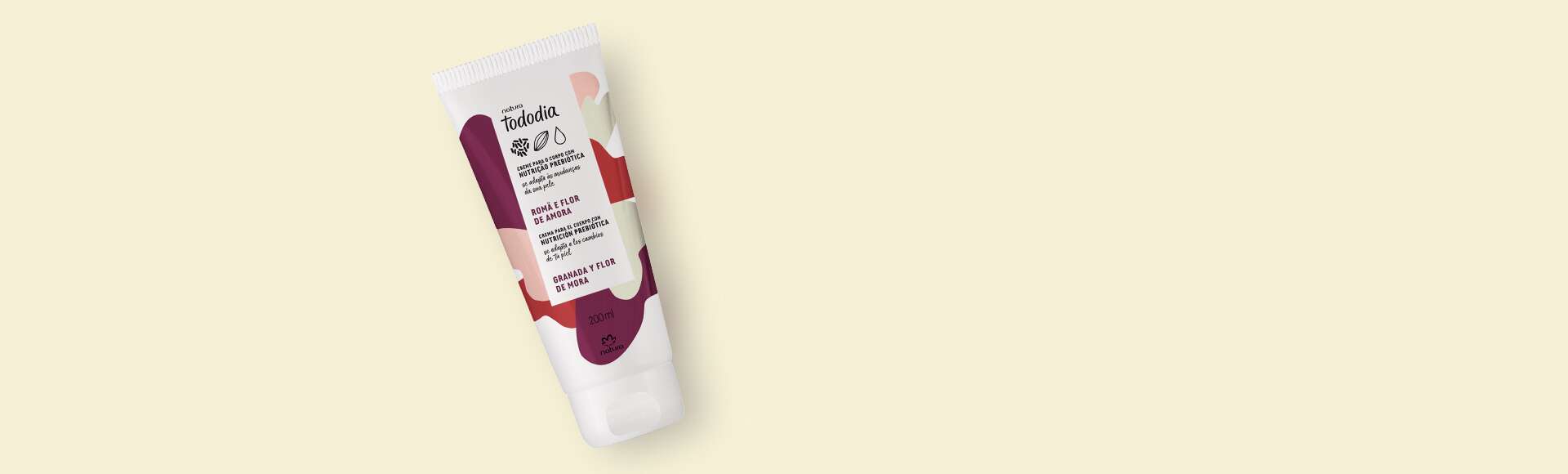 Creme Desodorante Nutritivo Para o Corpo Tododia Romã e Flor de Amora 2 Creme Desodorante Tododia Romã e Flor de Amora em embalagem elegante