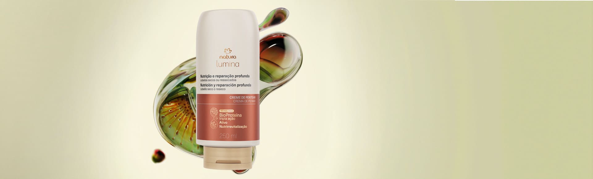 Creme de Pentear Selador de Cutículas para Nutrição e Reparação Profunda 2 Creme de Pentear Lumina em embalagem elegante