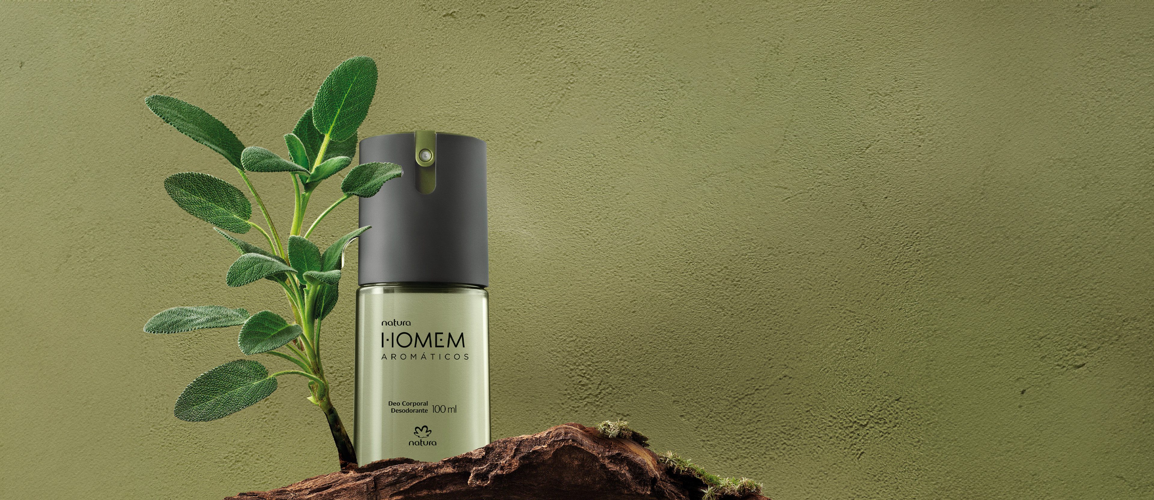 Desodorante Corporal Natura Homem Aromáticos em embalagem elegante