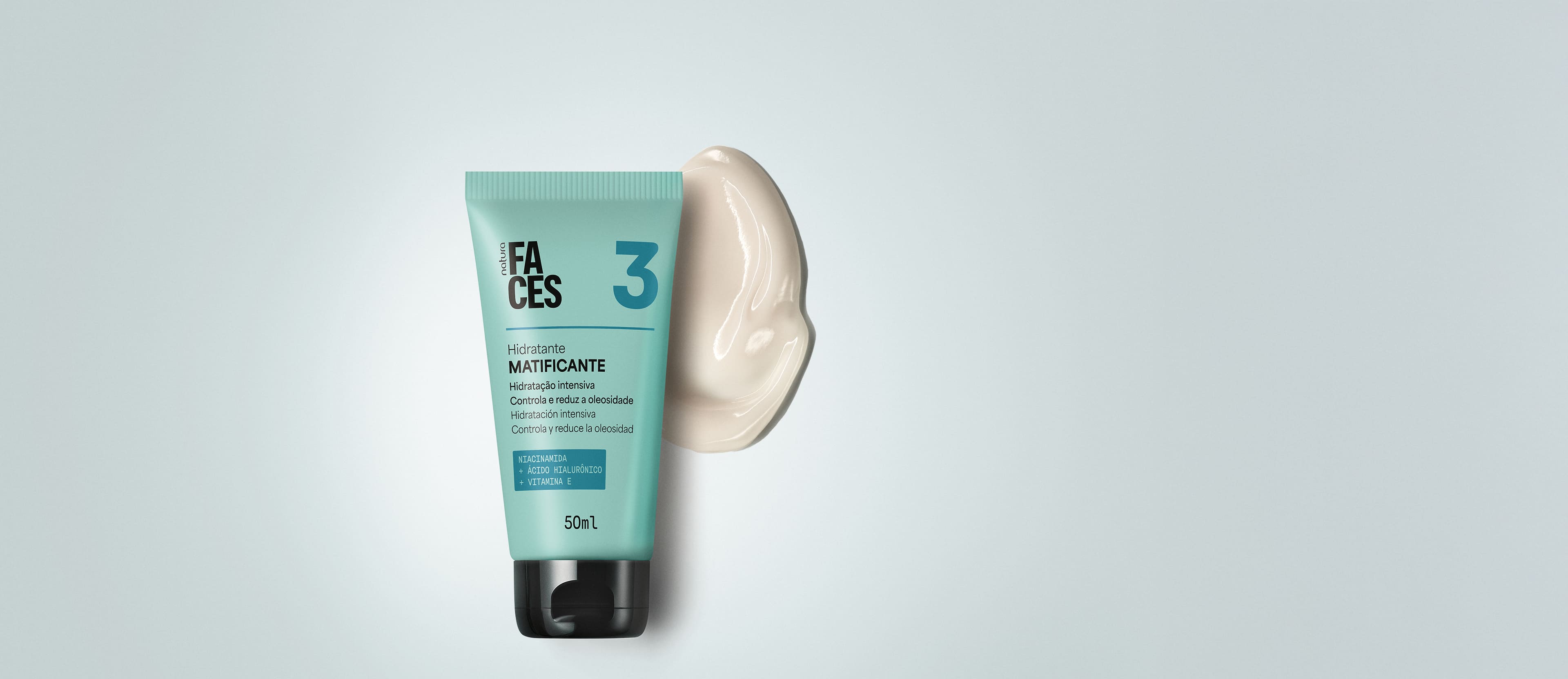 Hidratante Facial Matificante Faces em embalagem elegante
