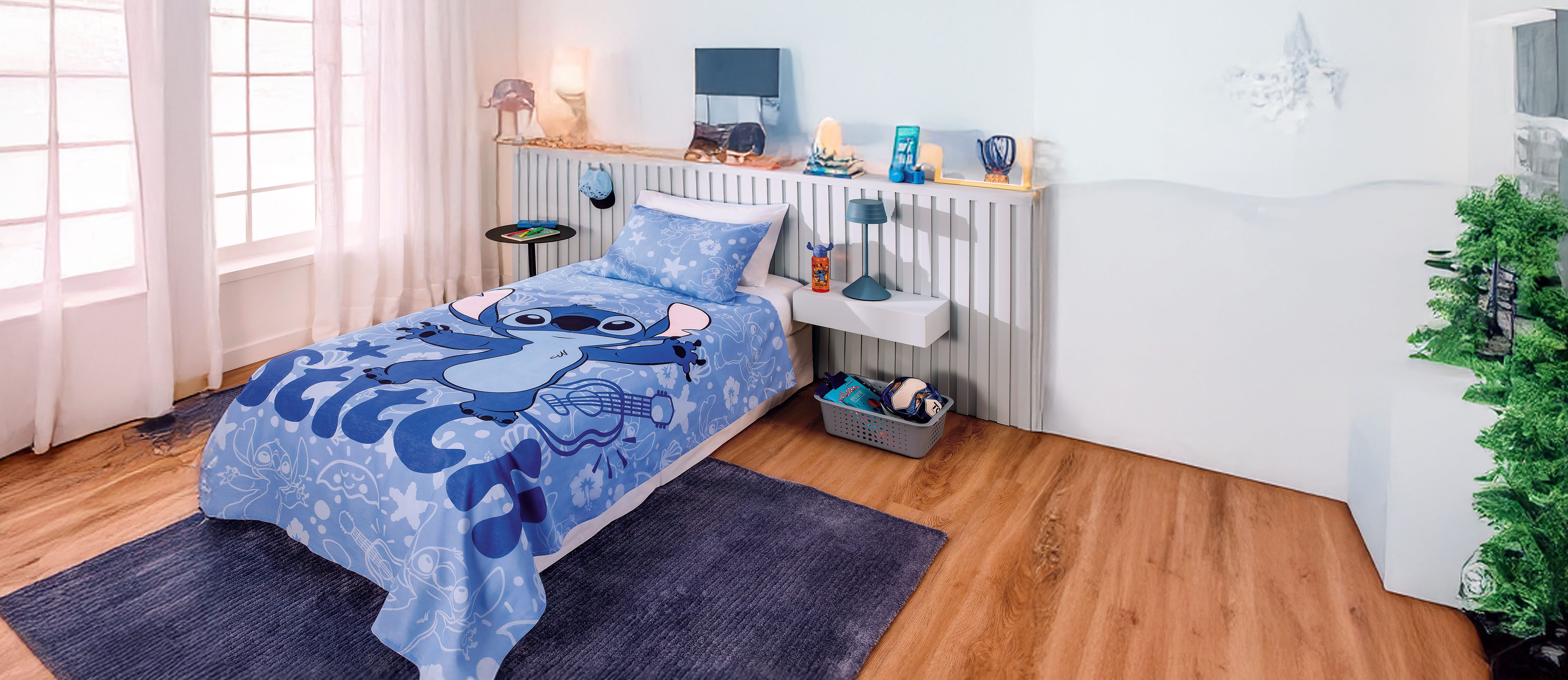 Banner desktop do Jogo de Cama Stitch