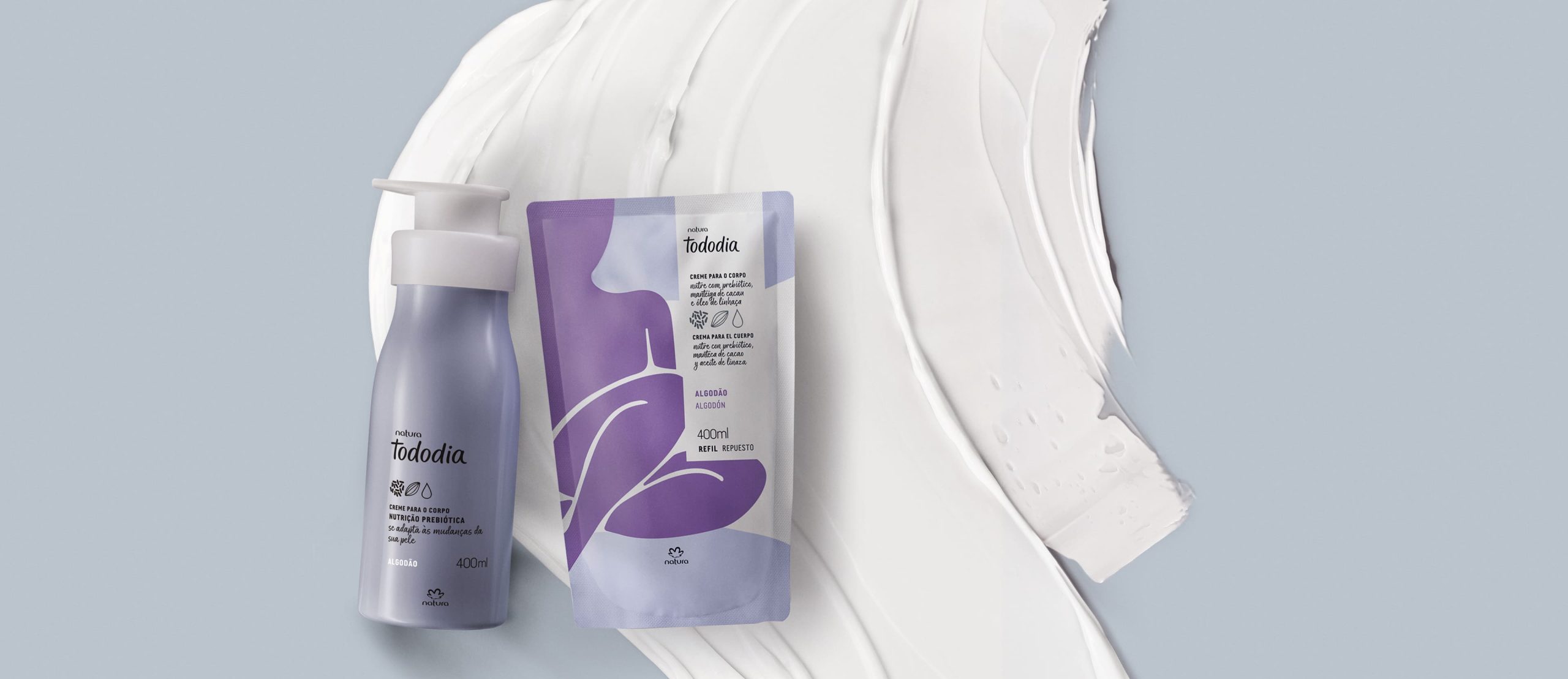 Kit Creme Desodorante Nutritivo para o Corpo Tododia Algodao com scaled