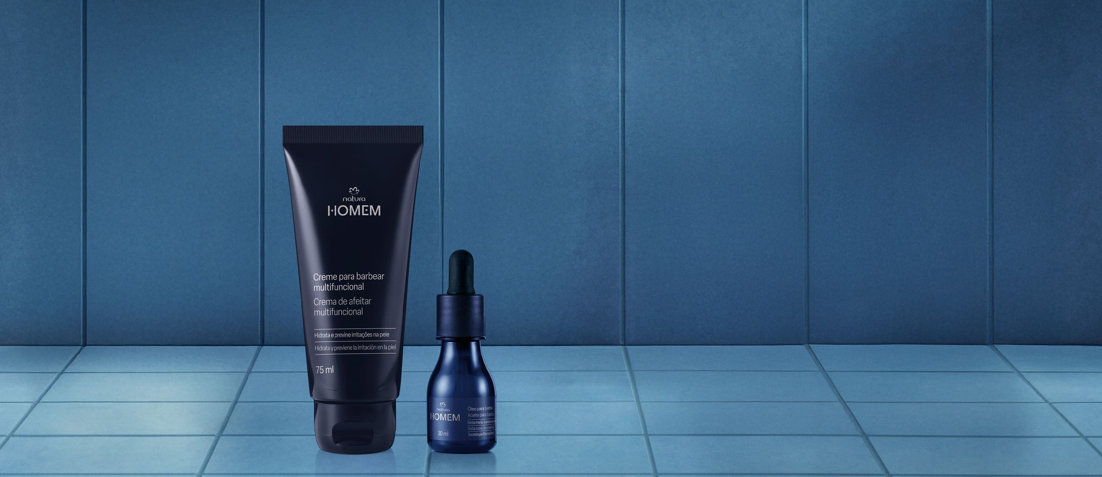 Kit Creme para Barbear e Óleo para Barba Natura Homem (2 produtos) 2 Kit Creme para Barbear e Oleo para Barba Natura Homem