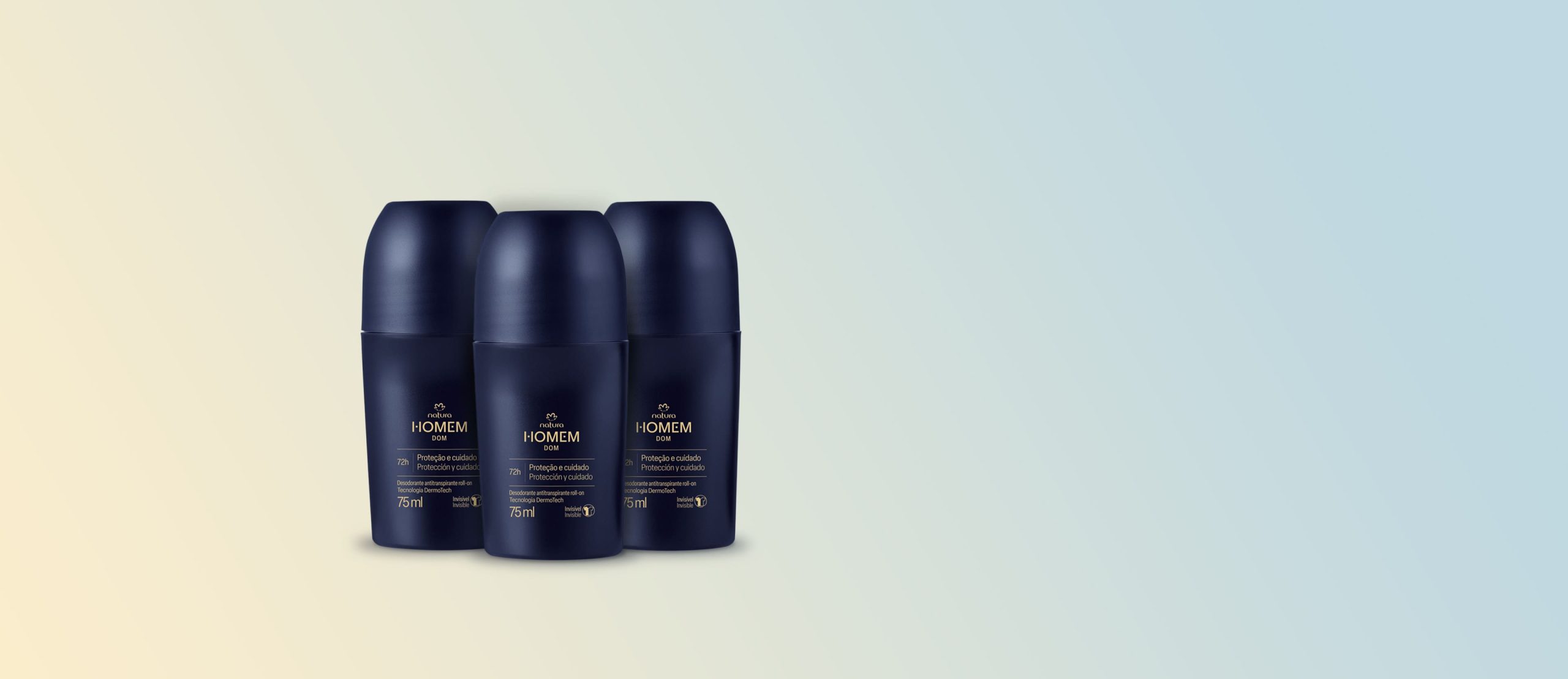 Kit Desodorante Antitranspirante Roll On Natura Homem Dom 3 unidades scaled