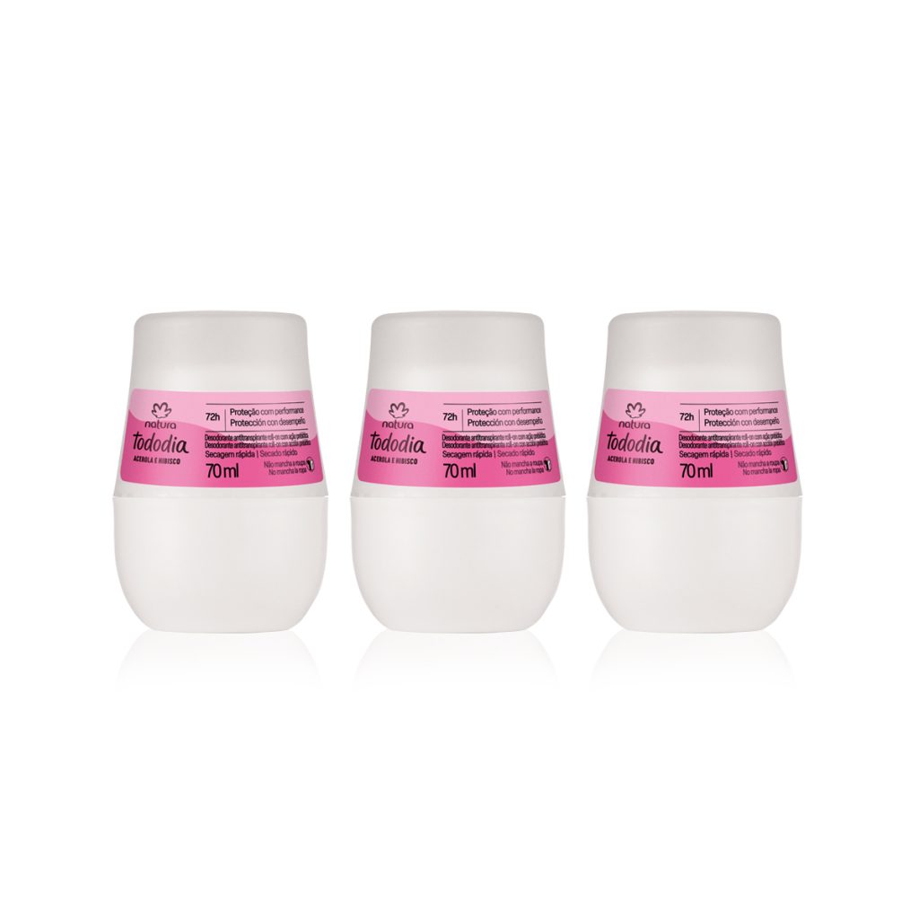 Kit Desodorante Antitranspirante Roll-on Tododia Acerola e Hibisco (3 unidades)