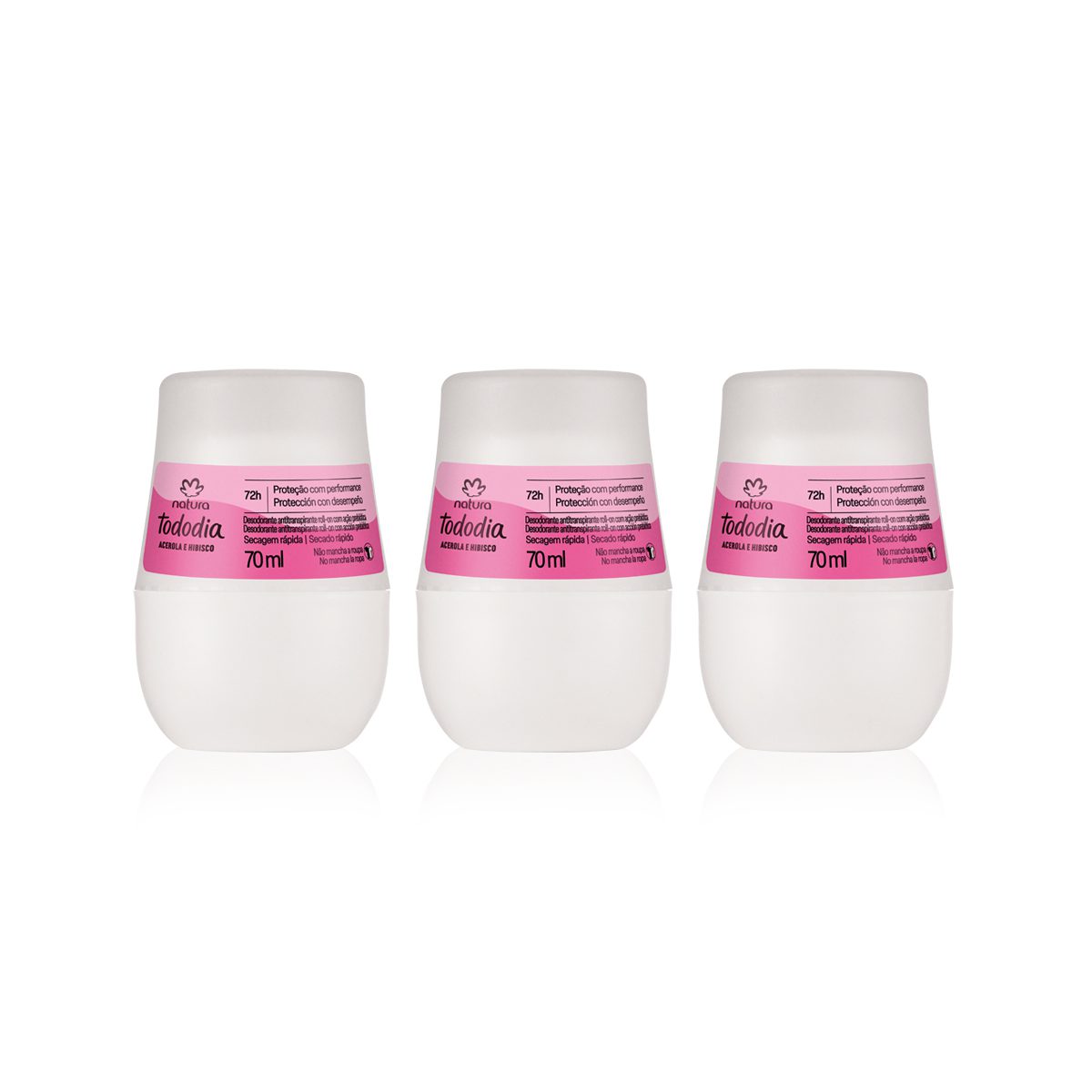 Kit Desodorante Antitranspirante Roll-on Tododia Acerola e Hibisco (3 unidades) 2 Kit Desodorante Antitranspirante Roll-on Tododia Acerola e Hibisco