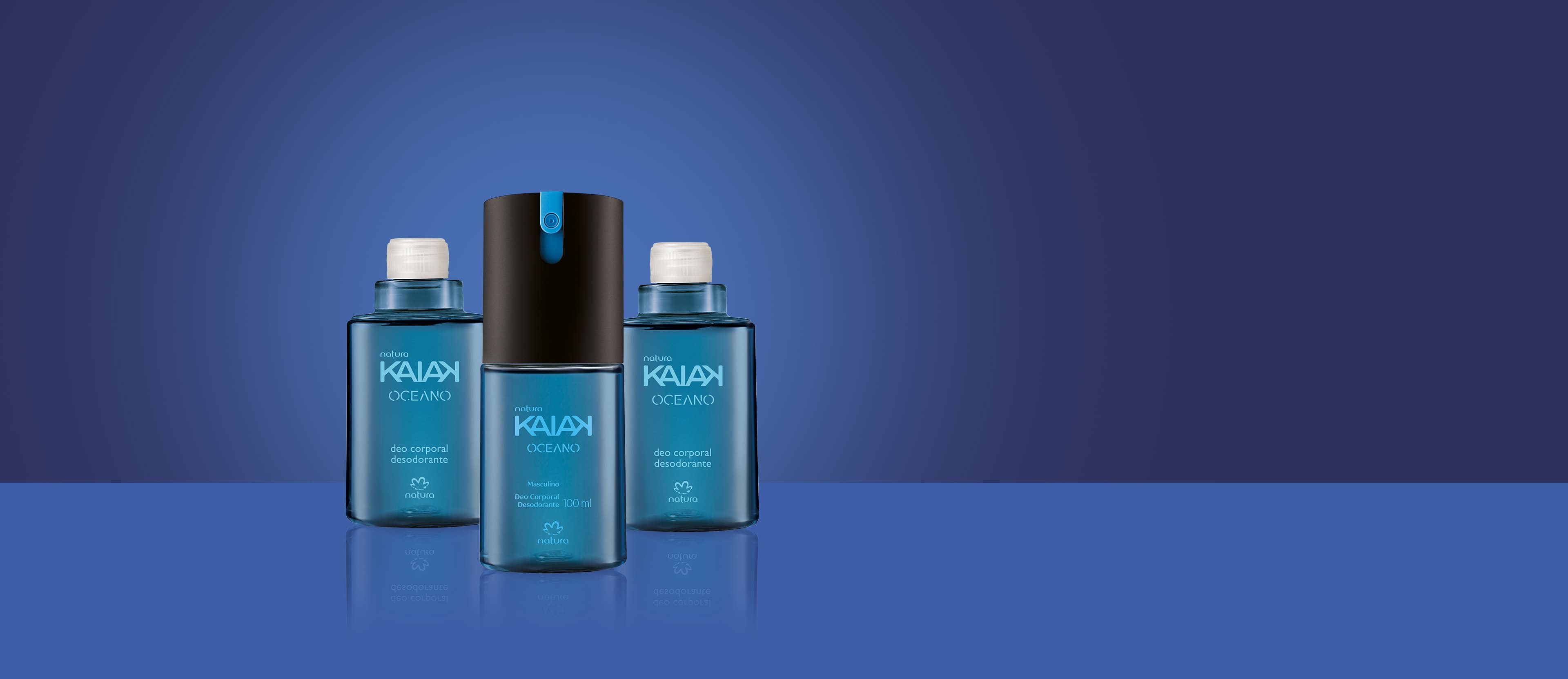 Kit Desodorante Spray Corporal Kaiak Oceano Masculino (3 produtos) 2 Kit Kaiak Oceano Masculino em destaque