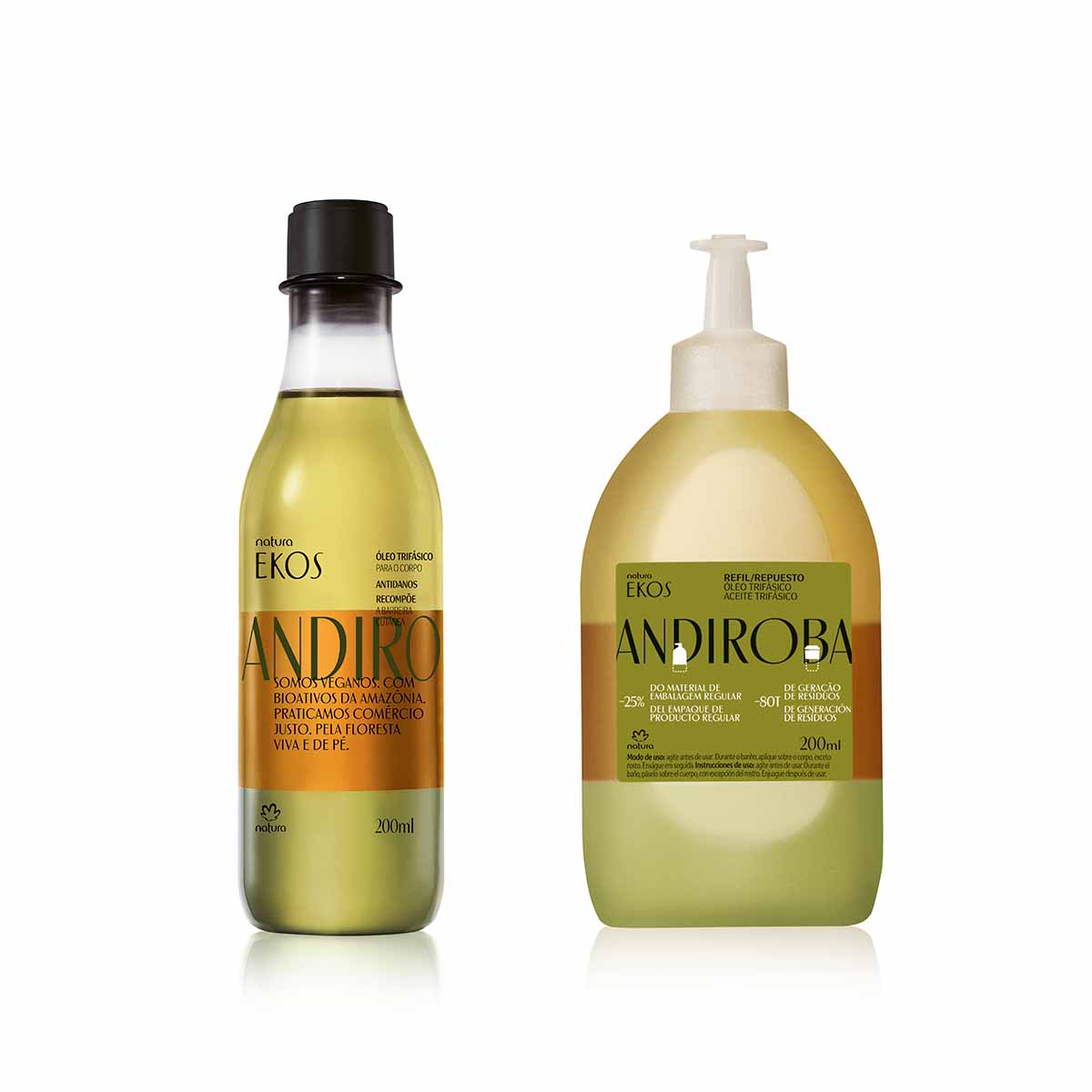 Kit Ekos Oleo Corporal Trifasico Andiroba com Refil 2 produtos