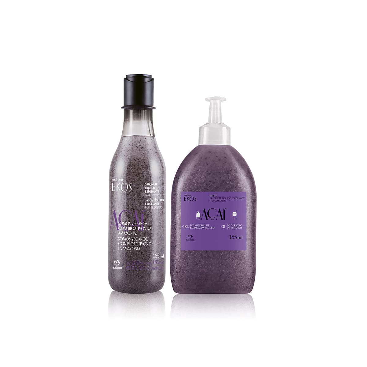 Kit Ekos Sabonete Liquido Esfoliante Acai com Refil 2 produtos