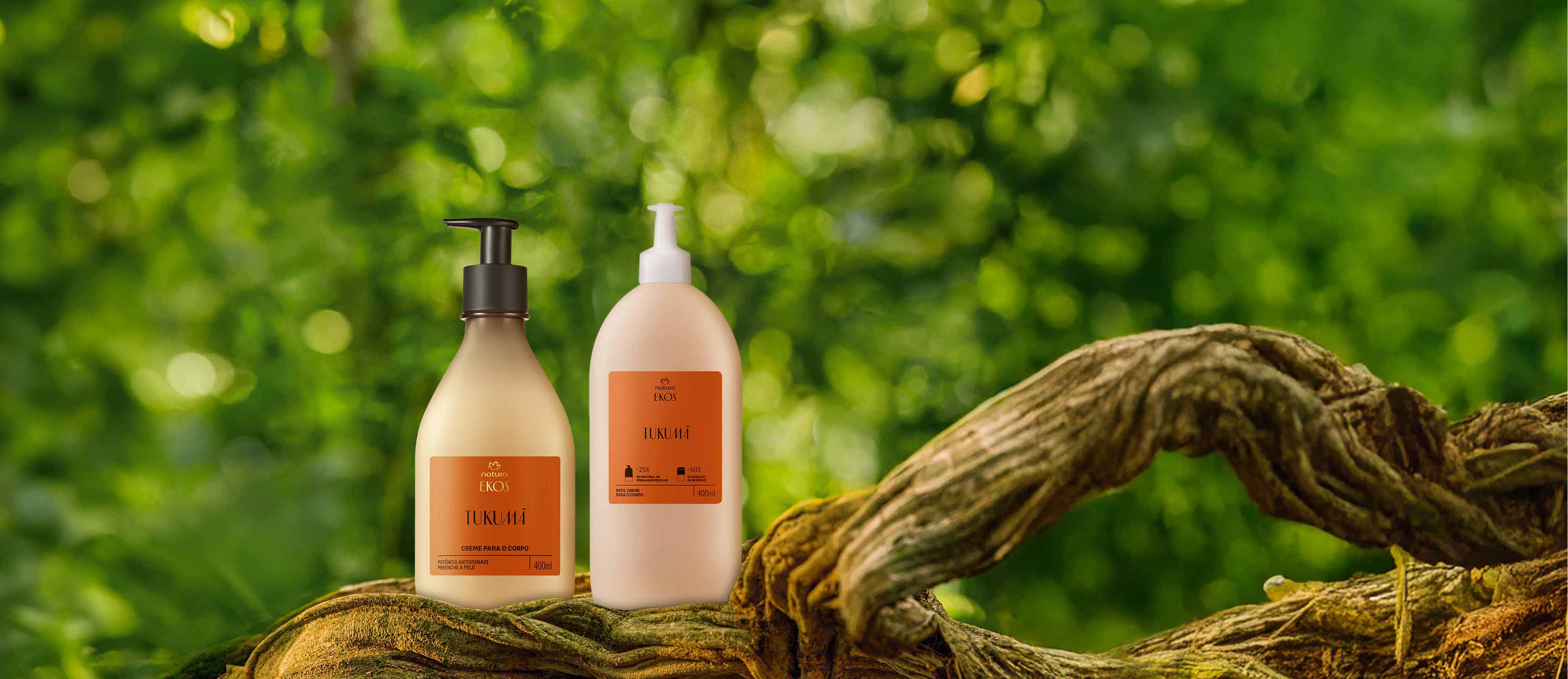 Kit Ekos Tukumã Creme para o Corpo e Refil 2 Kit Ekos Tukumã em embalagem luxuosa