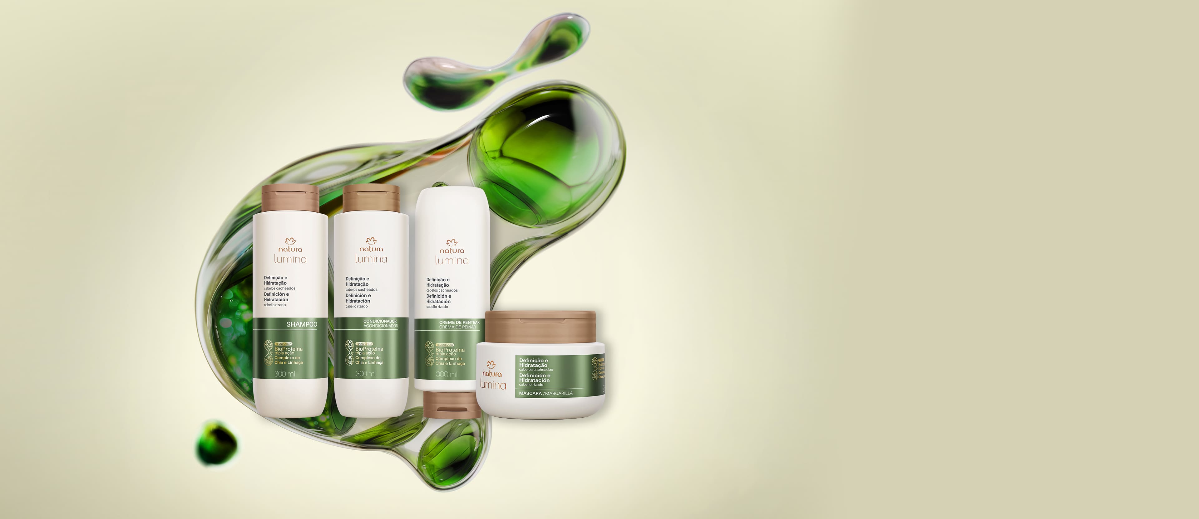 Kit Lumina Cacheados Shampoo, Condicionador, Máscara e Creme de Pentear (4 produtos) 2 Kit Lumina Cacheados Shampoo Condicionador Mascara e Creme de Pentear