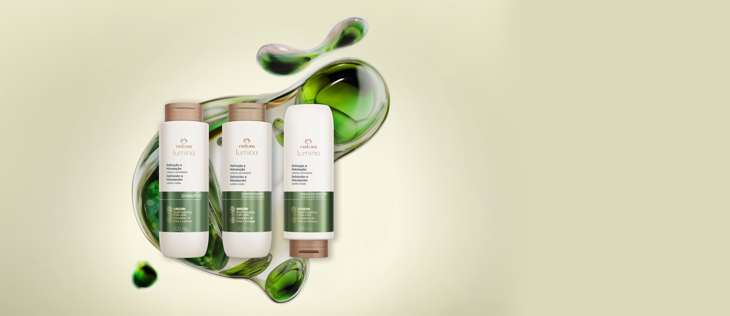 Kit Lumina Cacheados Shampoo, Condicionador e Creme para Pentear (3 produtos) 1 Kit Lumina Cacheados Shampoo Condicionador e Creme para Pentear 3 scaled