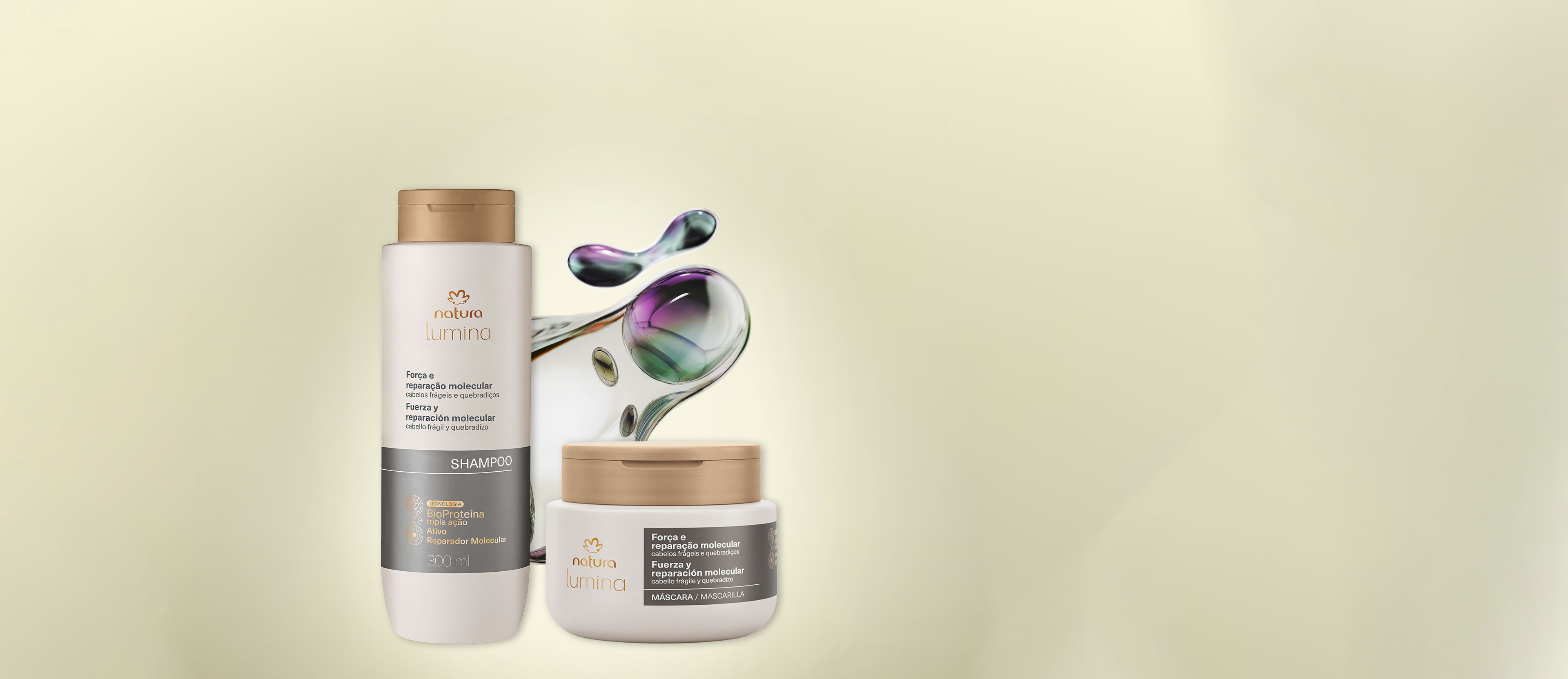 Kit Lumina Forca e Reparacao Molecular Shampoo e Mascara