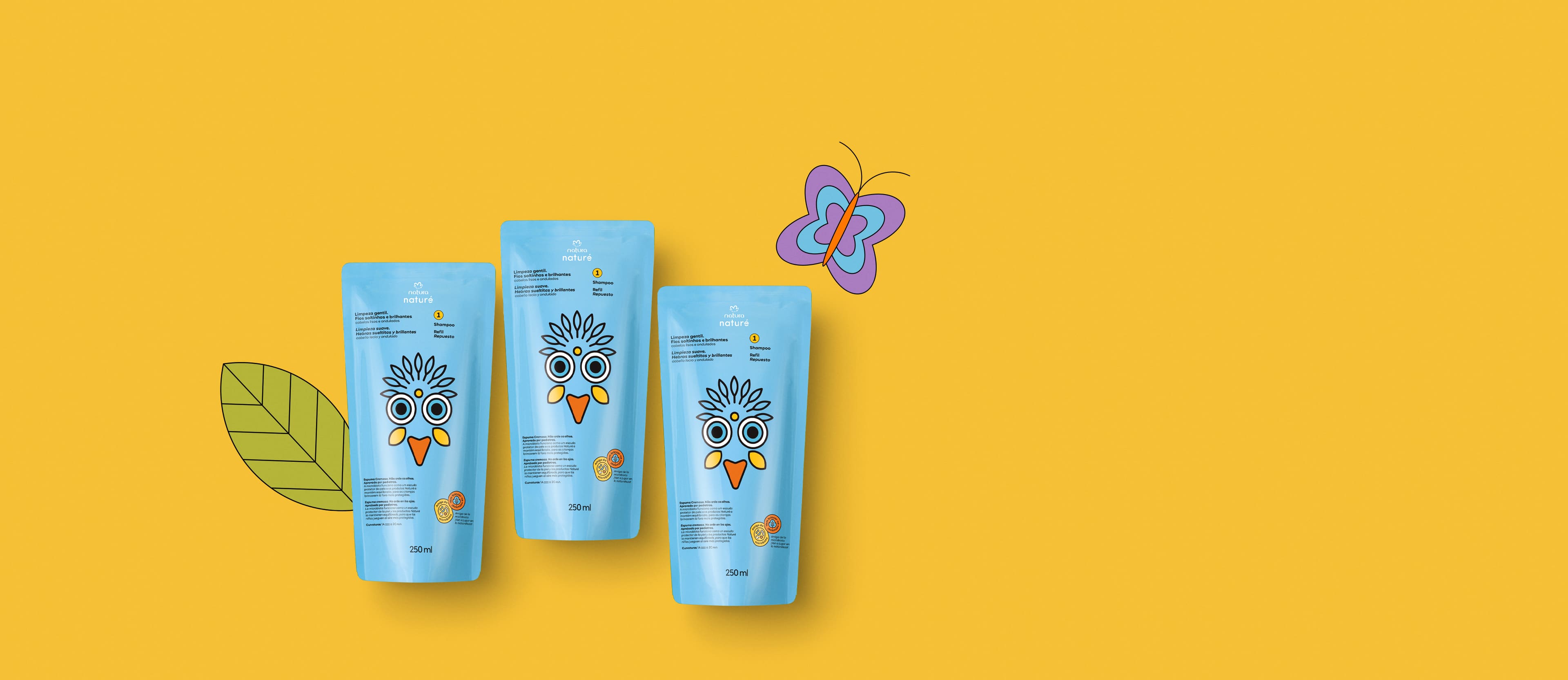 Kit Refil Shampoo para Cabelos Lisos e Ondulados Nature 3