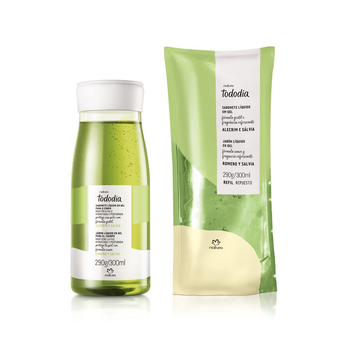 Kit Sabonete Líquido em Gel para o Corpo Tododia Alecrim e Sálvia com Refil 2 Kit Sabonete Líquido em Gel Tododia Alecrim e Sálvia