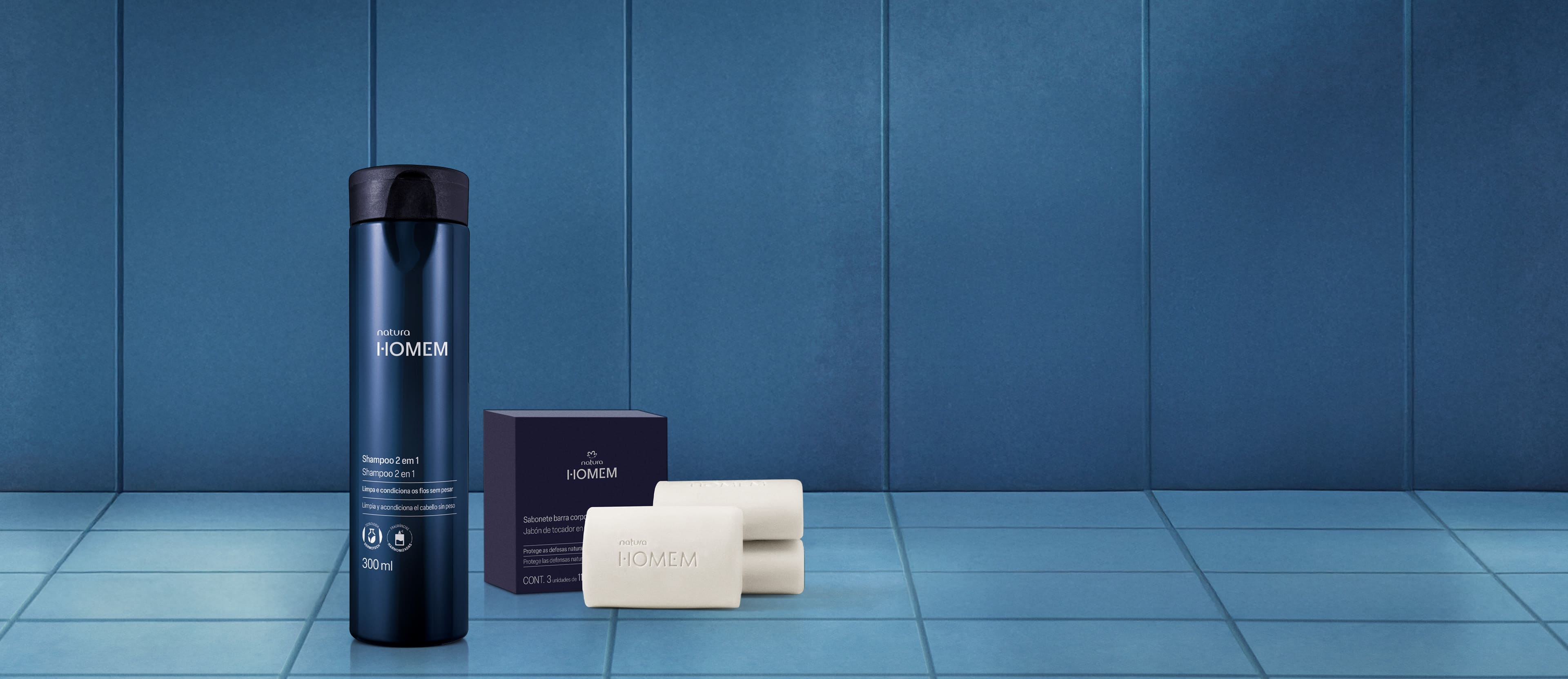 Kit Shampoo 2 em 1 e Sabonete Corpo e Barba Natura Homem (2 produtos) 2 Kit Natura Homem em destaque