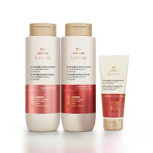 Kit Shampoo Condicionador E Mascara Lumina Antiqueda E Crescimento